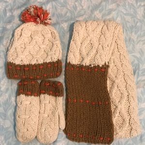 Hat, gloves, scarf, three-piece